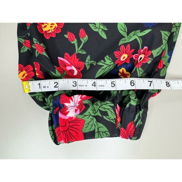 W118 by Walter Baker Women’s Floral Pants Size L Black Elastic Waist Tapered Leg - Picture 4 of 9